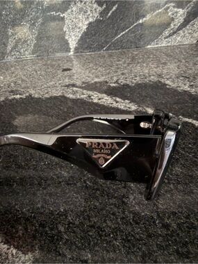Prada Black Triangular Logo Acetate Sunglasses